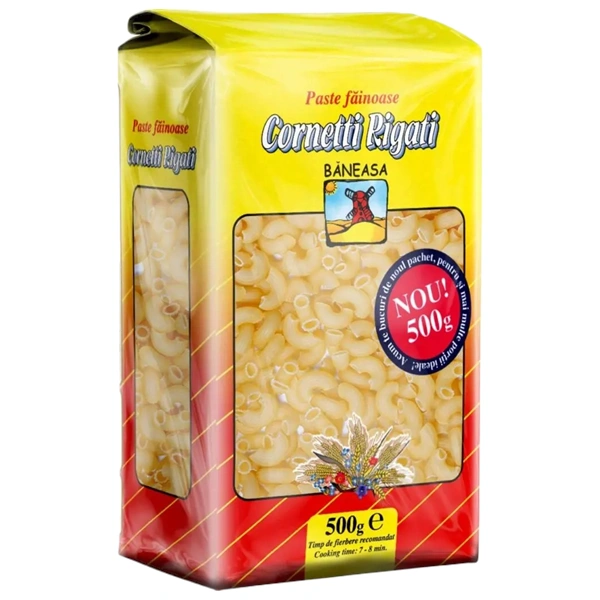 PASTE FAINOASE PATRAT CORNETTI RIGATI BANEASA 500 GR