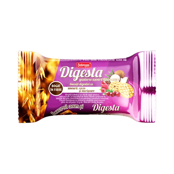 BISCUITI DIGESTA ZMEURA COCOS MERISOR 84 GR