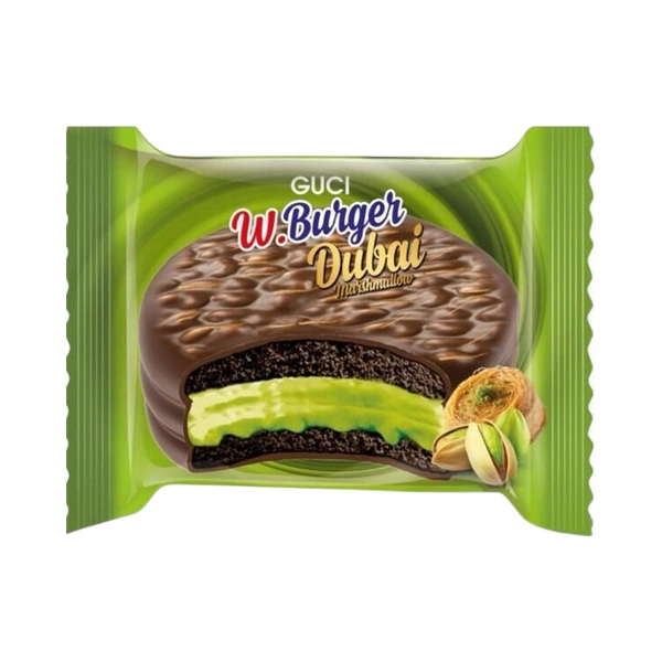 BISCUITI GUCI BURGER CU MARSHMALLOW ȘI FISTIC DE GUST ORIGINAL ȘI DISTRACTIV 40 GR