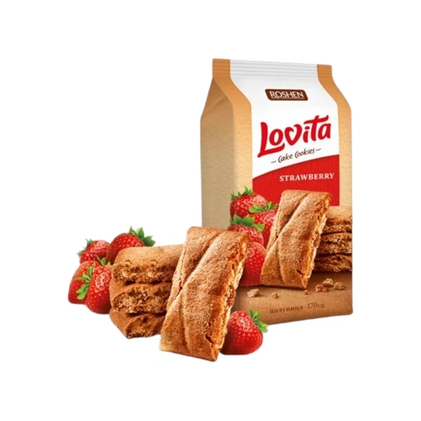 BISCUITI LOVITA CAPSUNI ROSHEN 168 GR