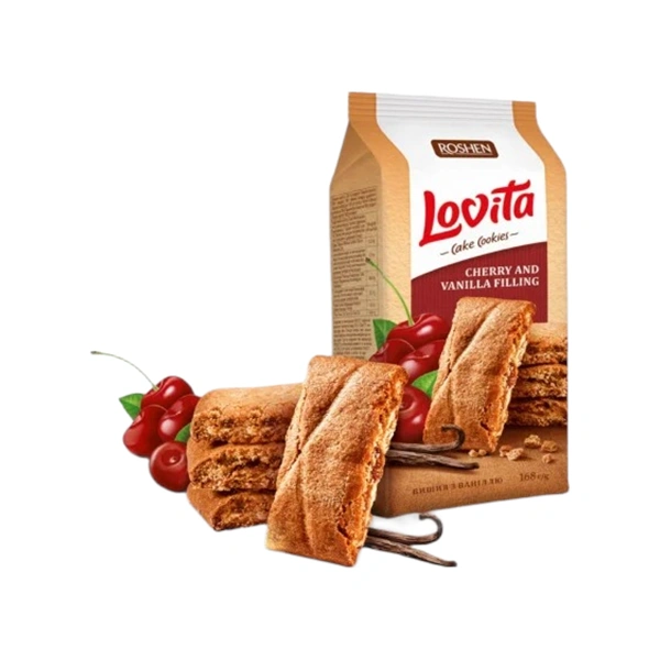 BISCUITI LOVITA VANILIE SI CIRESE ROSHEN 168 GR