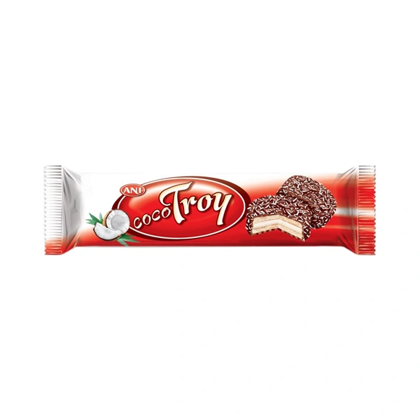 BISCUITI MARSHMALLOW CREMA GLAZURA DE CACAO SI CIOCOLATA COCO TROY 50 GR