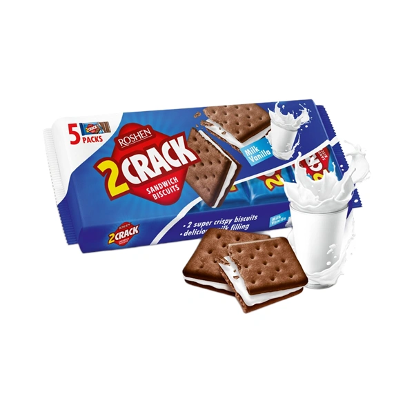 BISCUITI SANDWICH ROSHEN 2 CRACK CU CREMĂ DE VANILIE 190 G
