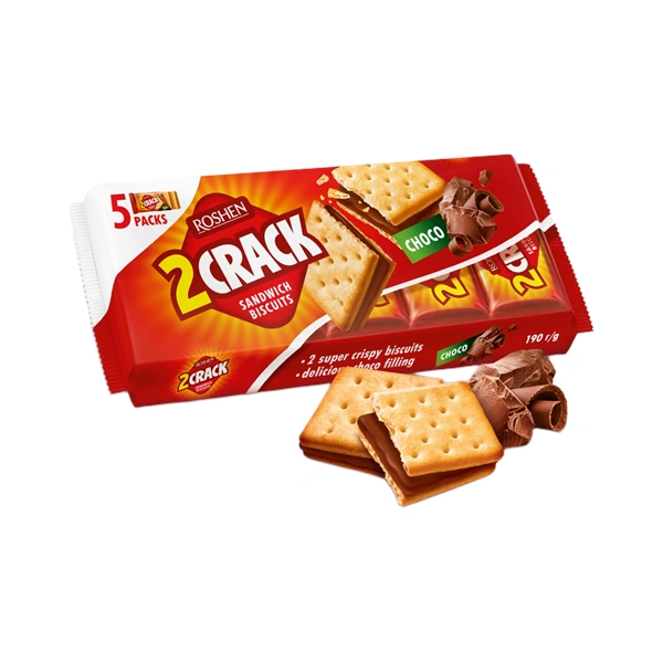 BISCUIȚI CU CREMĂ DE CACAO SI ALUNE DE PADURE ROSHEN CRACKER COCOA & HAZELNUT 235 GR