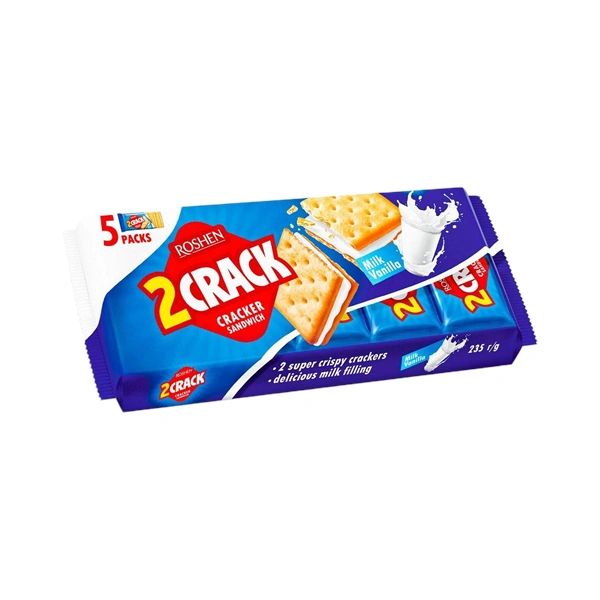 BISCUIȚI CU CREMĂ DE LAPTE SI VANILIE ROSHEN CRACKER MILK VANILLA 235 GR