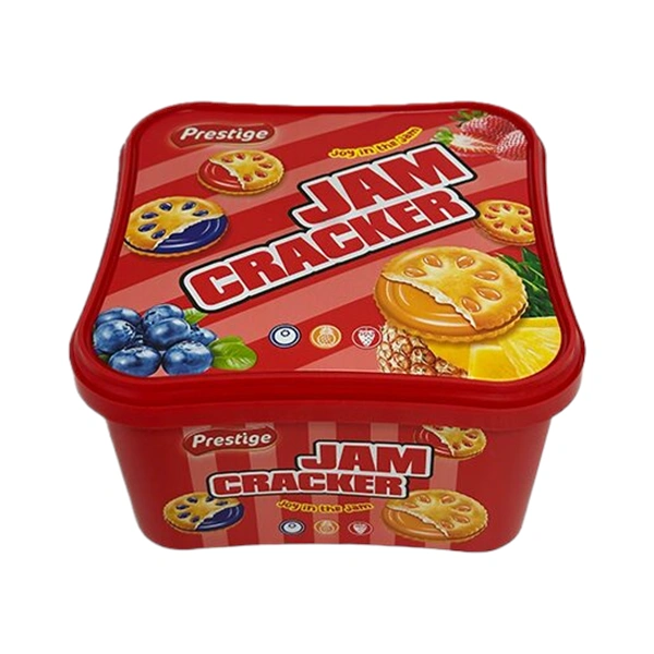 BISCUIȚI MINI CRACKER SANDWICH CU CREMĂ DE FRUCTE PRESTIGE GUSTARE CROCANTĂ 400 GR