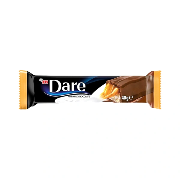 BATON CU CIOCOLATA CU LAPTE NUGA CARAMEL SI BISCUITE DARE 40 GR