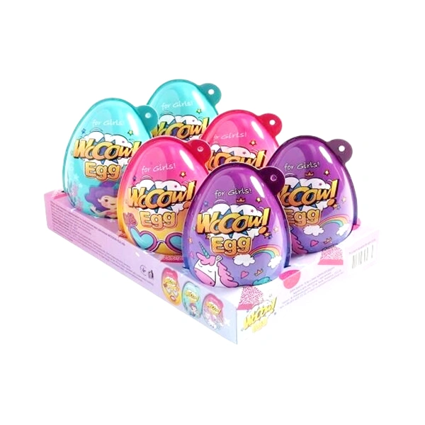 WOOOW EGG OU CU SURPRIZE PENTRU FETE JUCĂRIE ȘI DULCIURI ÎNTR UN CADOU IREZISTIBIL 40 GR
