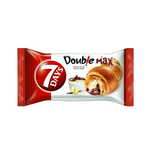 DOUBLE CROISSANT CU UMPLUTURA DE CACAO SI AROMA DE VANILIE 7 DAYS 80 GR