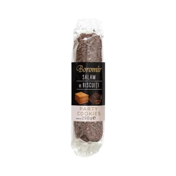 SALAM DE BISCUITI DECOR CU CIOCOLATA NEAGRA BOROMIR 250 GR