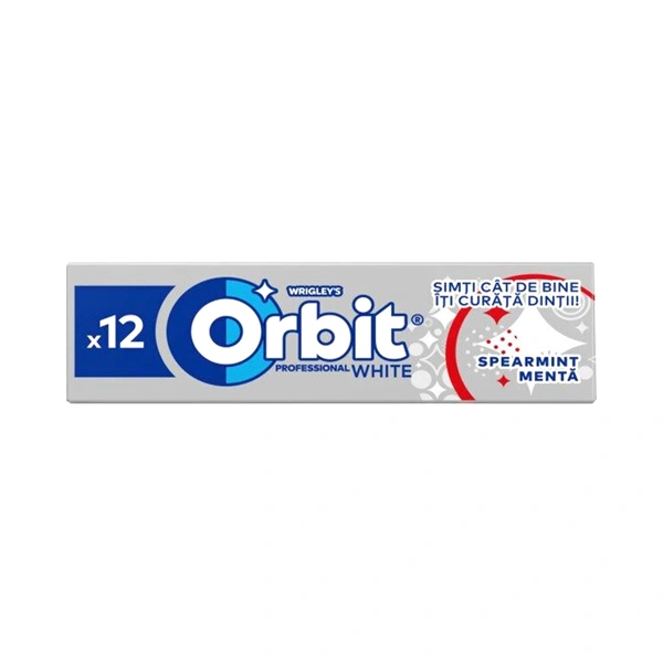 GUMA DE MESTECAT ORBIT PROFESSIONAL WHITE CU AROME DE MENTA SI MENTOL 16 30 SETURI 8 GR