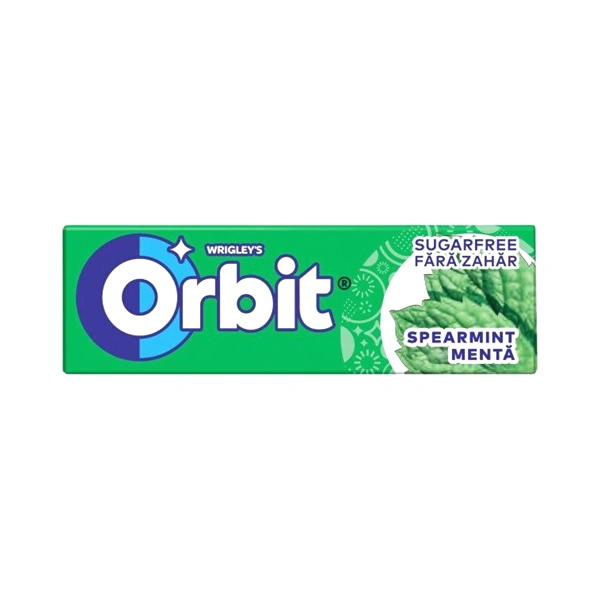 GUMA DE MESTECAT ORBIT SPEARMINT CU AROMA DE MENTA 30 SETURI 14 GR