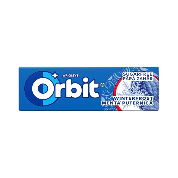 GUMA DE MESTECAT ORBIT WINTERFROST CU AROME DE MENTA SI MENTOL 30 SETURI 14 GR