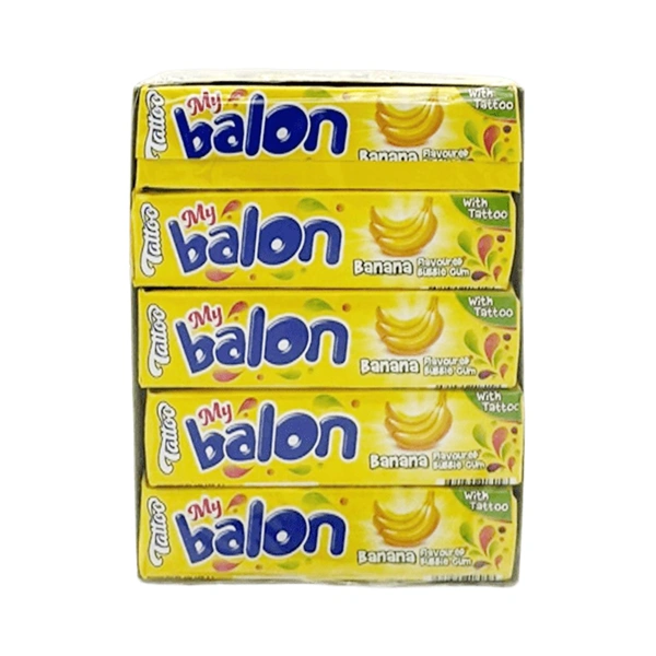 GUMĂ DE MESTECAT MYBALON TATTOO AROMĂ BANANE 20 BUCĂȚI CUTIE 18 GR