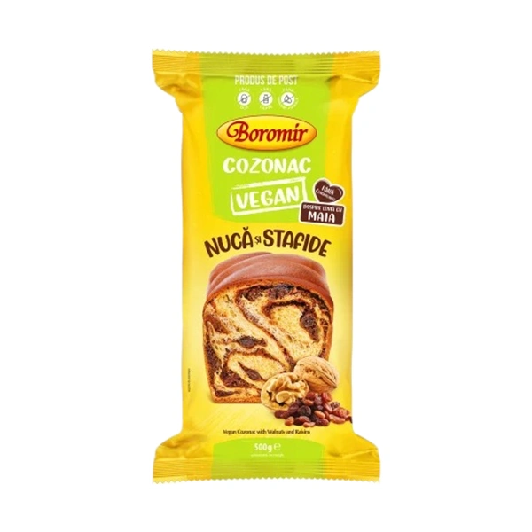 COZONAC VEGAN CREMA CU NUCA SI STAFIDE BOROMIR 500 GR