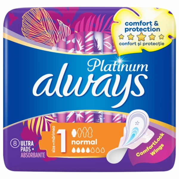 ABSORBANTE ALWAYS PLATINUM NORMAL 8BUCSET 16BAX
