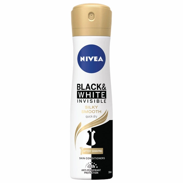 DEO NIVEA WOMEN BLACKWHITE INV SILKY SMOOTH 30BAX 150 ML