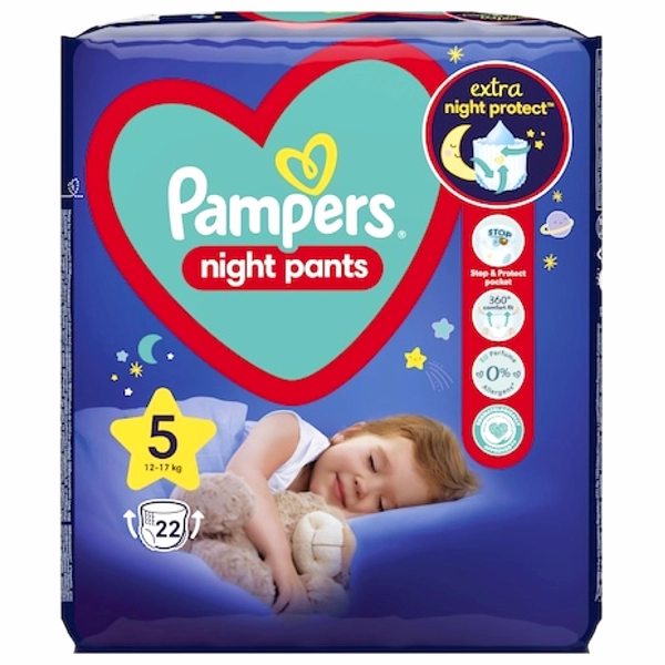SCUTECE COPII PAMPERS PANTS BABY NIGHT NR5 12 22BUCSET 4BAX 17 KG