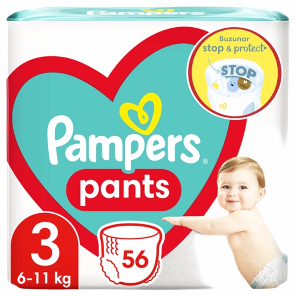 SCUTECE COPII PAMPERS PANTS BABY NR3 6 56BUCSET 2BAX 11 KG
