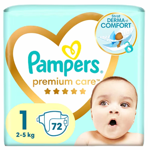 SCUTECE COPII PAMPERS PREMIUM CARE BABY NR1 2 72BUCSET 2B 5 KG