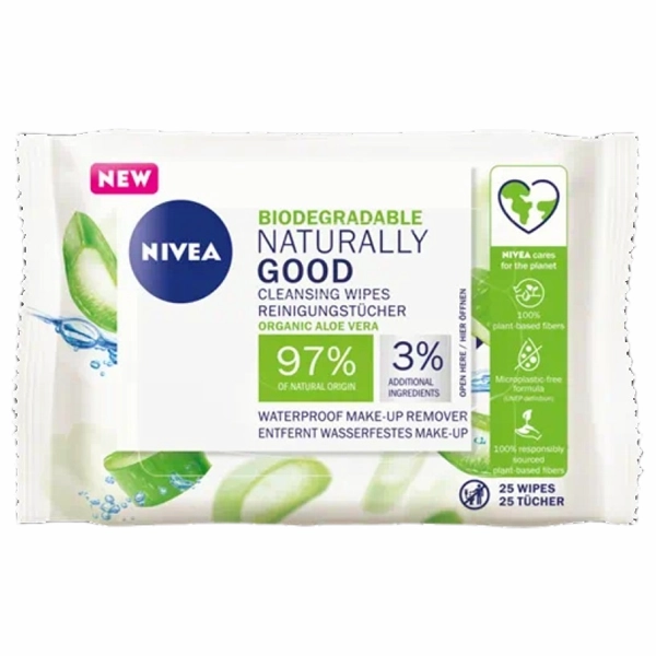 SERVETELE DEMACHIANTE NIVEA BIO NATURALLY 25BUC 6BAX