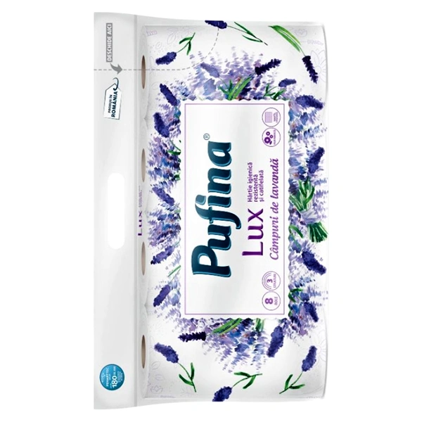 HARTIE IGIENICA LAVANDA PUFINA LUX 3STR 8ROLE 7SETBAX