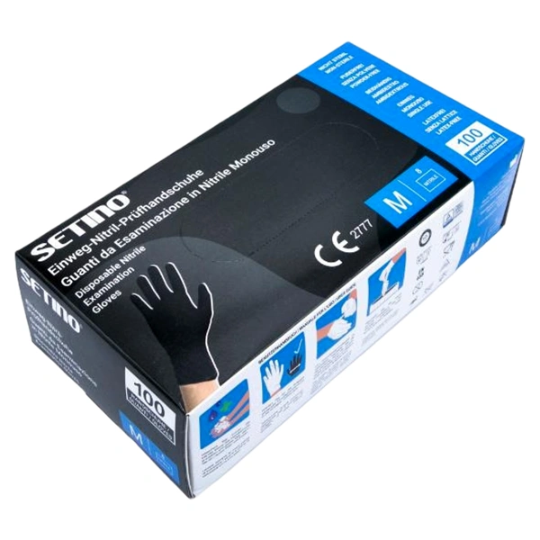 MANUSI PREMIUM NITRIL NEPUDRATE NEGRE SETINO M 100
