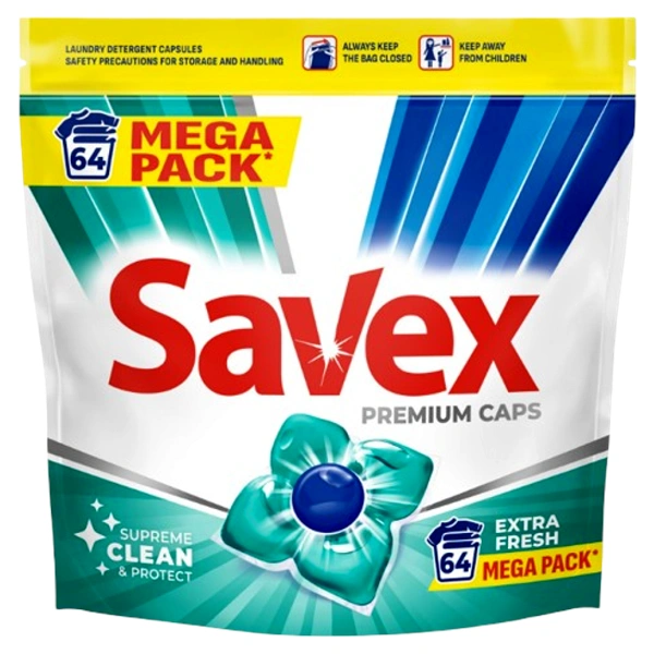 DETERGENT RUFE CAPSULE EXTRA FRESH SAVEX 64BUC 4BAX
