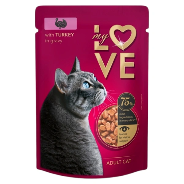 HRANA UMEDA PISICI ADULTE CURCAN IN SOS PLIC 24 BAX MY LOVE 85 GR