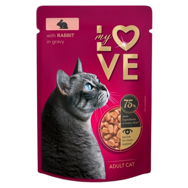 HRANA UMEDA PISICI ADULTE IEPURE IN SOS PLIC 24 BAX MY LOVE 85 GR