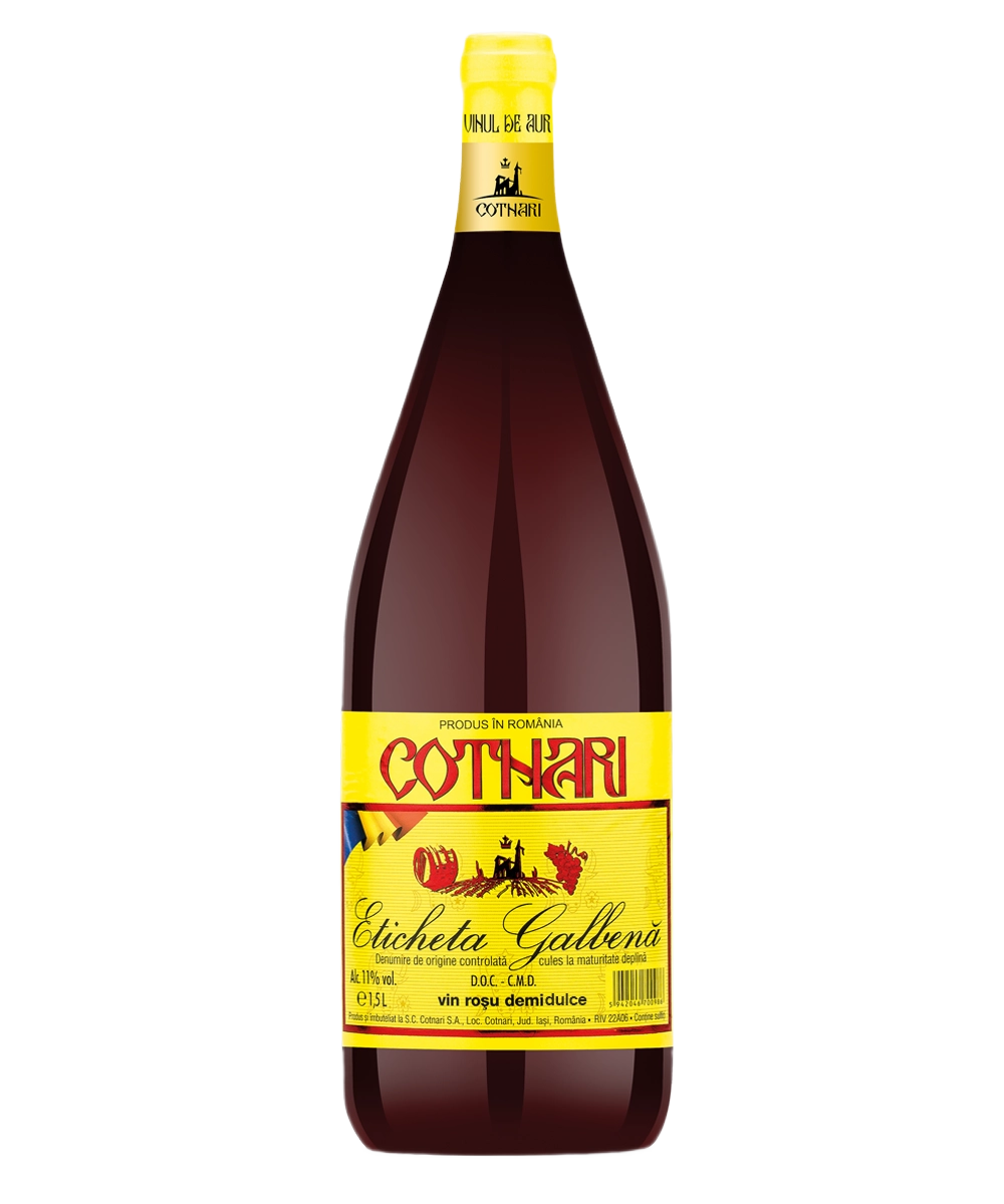 Cotnari Eticheta Galbena Rosu Demidulce 1,5 Litri