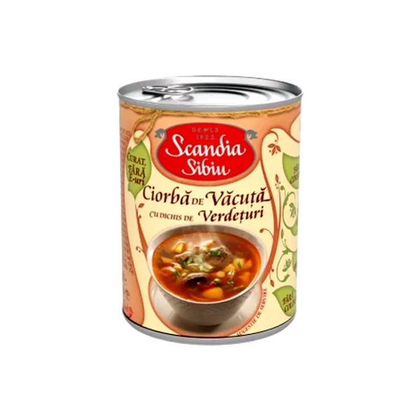 CIORBA DE VACUTA CU DICHIS DE VERDETURI SCANDIA SIBIU 400 GR