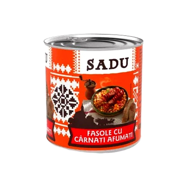 FASOLE CU CARNATI AFUMATI SADU 800 GR