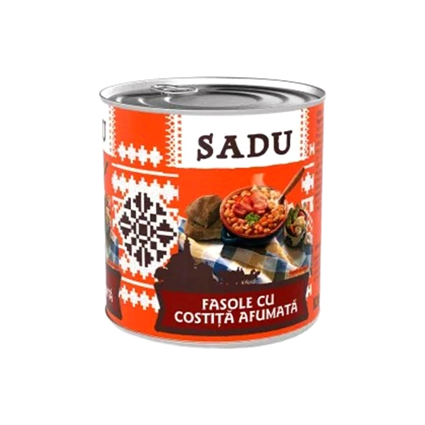 FASOLE CU COSTITA AFUMATA SADU 800 GR