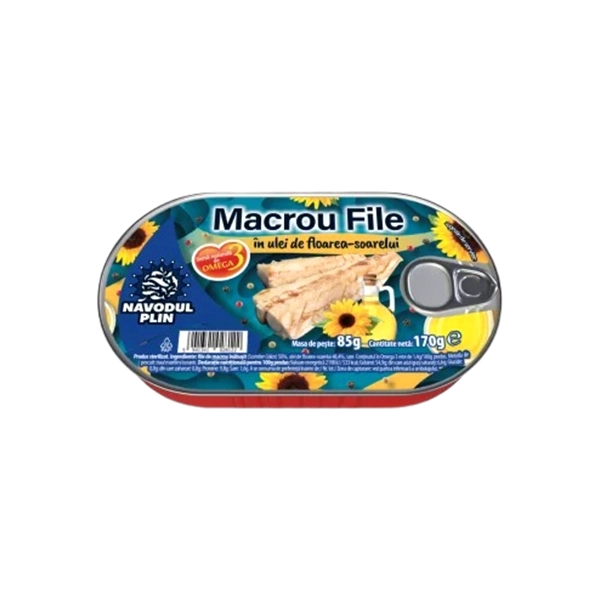 FILE DE MACROU IN ULEI DE FLOAREA SOARELUI NAVODUL PLIN 170 GR
