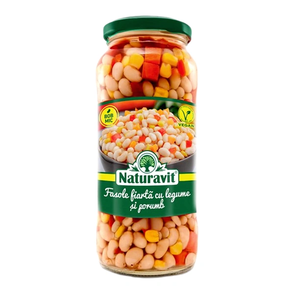 FASOLE ALBA FIARTA IN LEGUME CU PORUMB NATURAVIT 580 GR